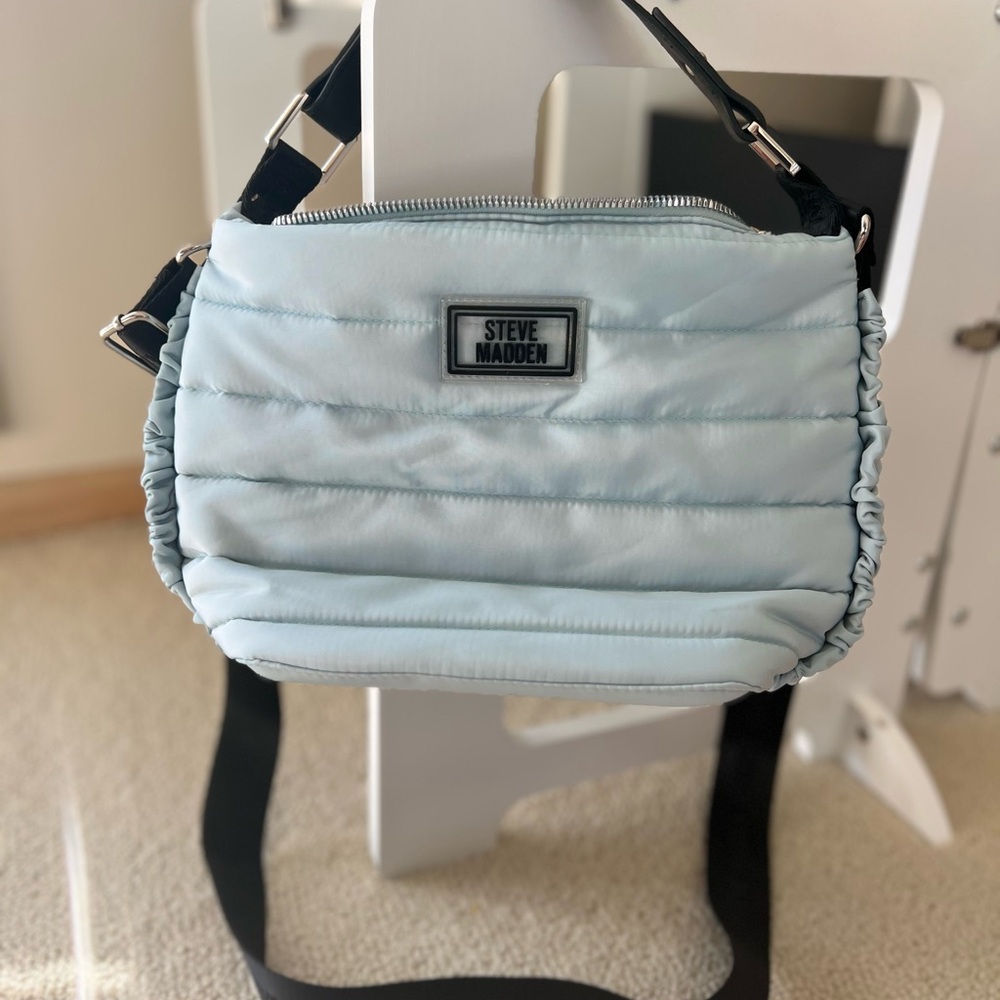 Steve Madden Light Blue Quilted Crossbody Bag